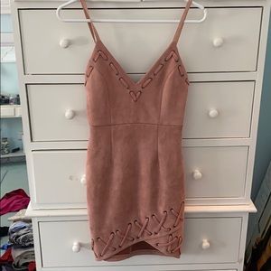 Bodycon Pink Dress Suede